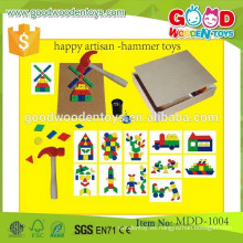 Preescolar madera pounding bench OEM feliz artesano-martillo juguetes para niños MDD-1004